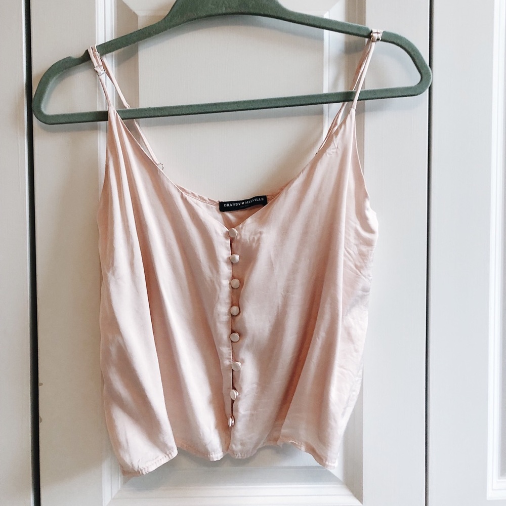 Brandy Melville pink silk camisole. Never worn!
